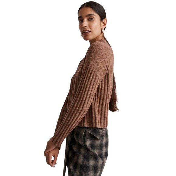 Madewell Mockneck Cropped Sweater Rosehip 2023 Wool Blend Size M - Picture 5 of 11